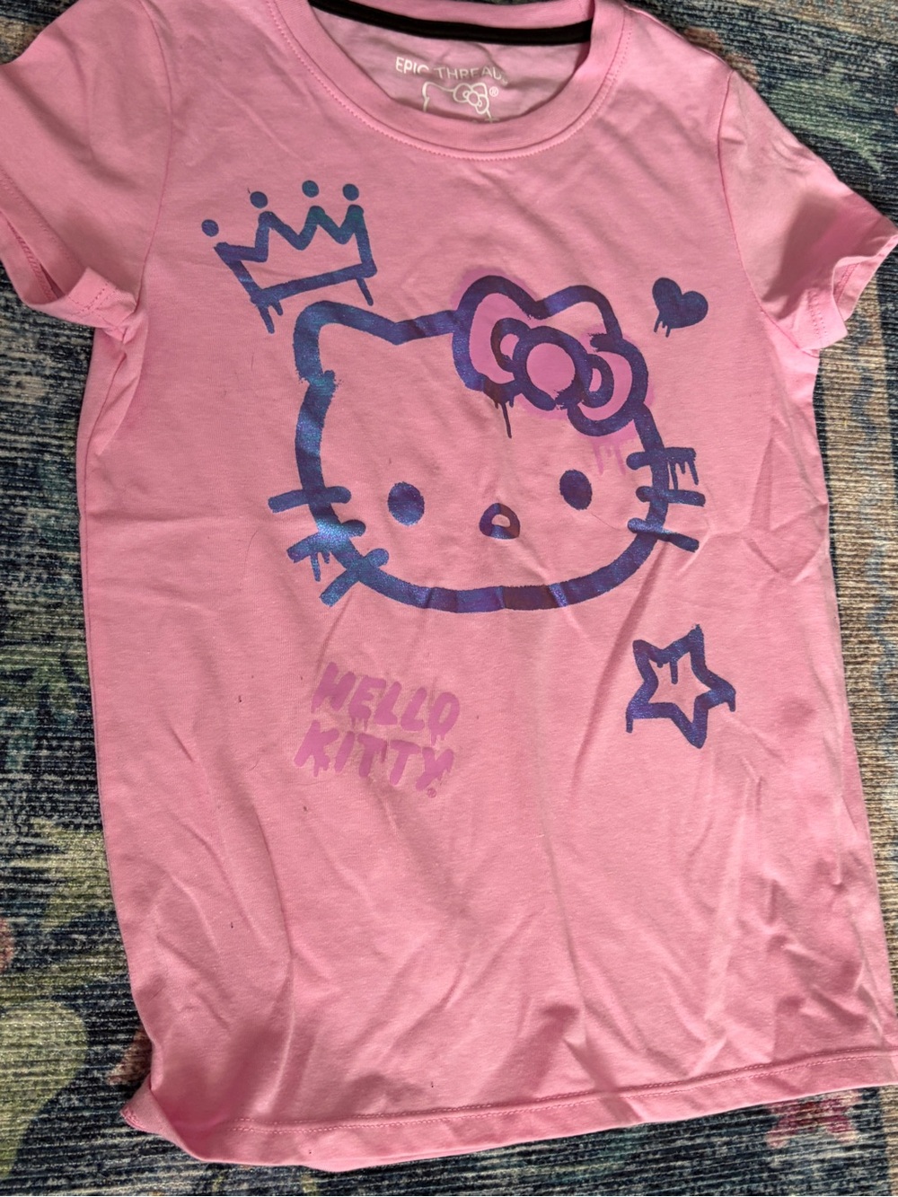 Hello Kitty Pink Tee with Blue Graphic